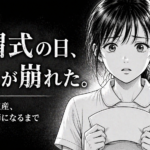 戴帽式の日に人生が崩れた看護学生のイラスト